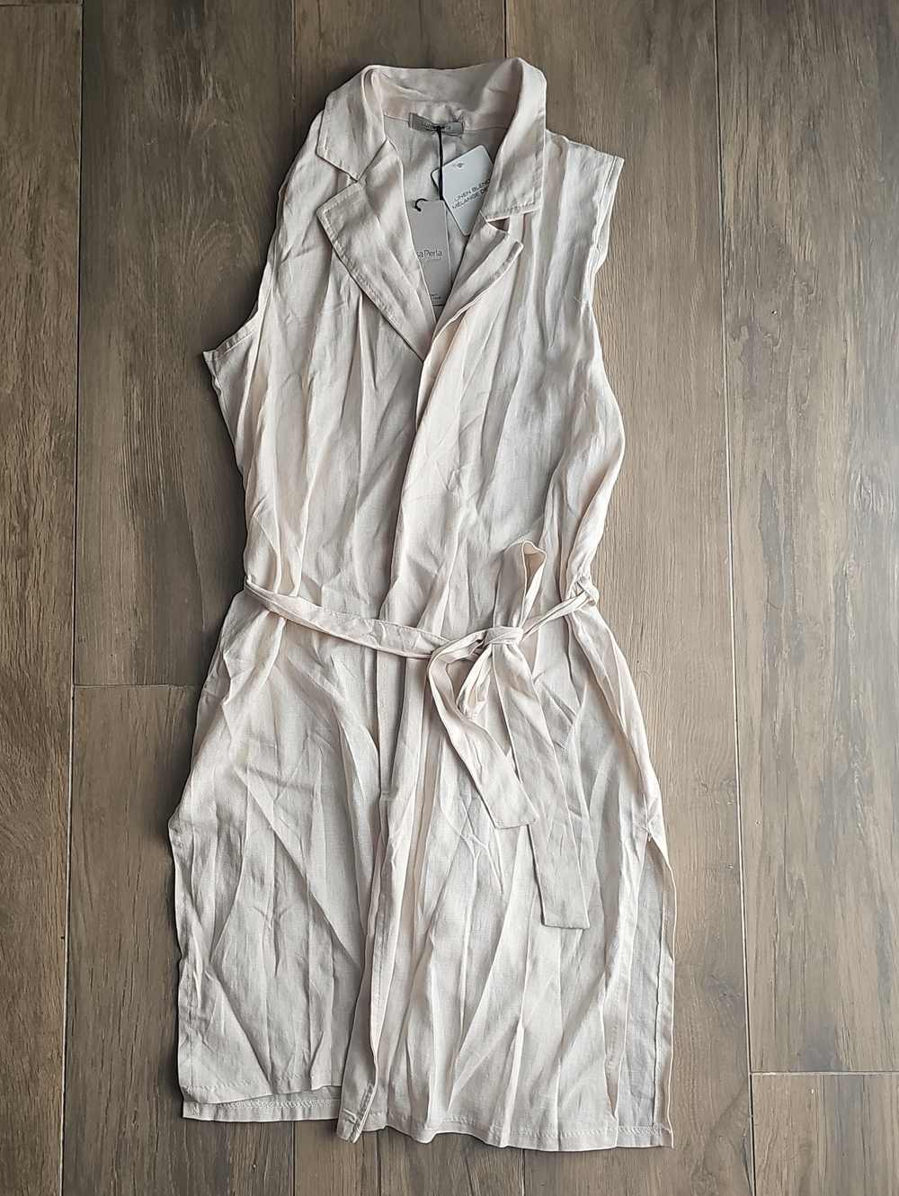 Sleeveless Tie-Waist Wrap DR3SS - Light Beige, One Size